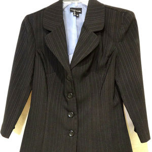 My Michelle Jacket 3/4 Sleeve Black Blue Pinstripe